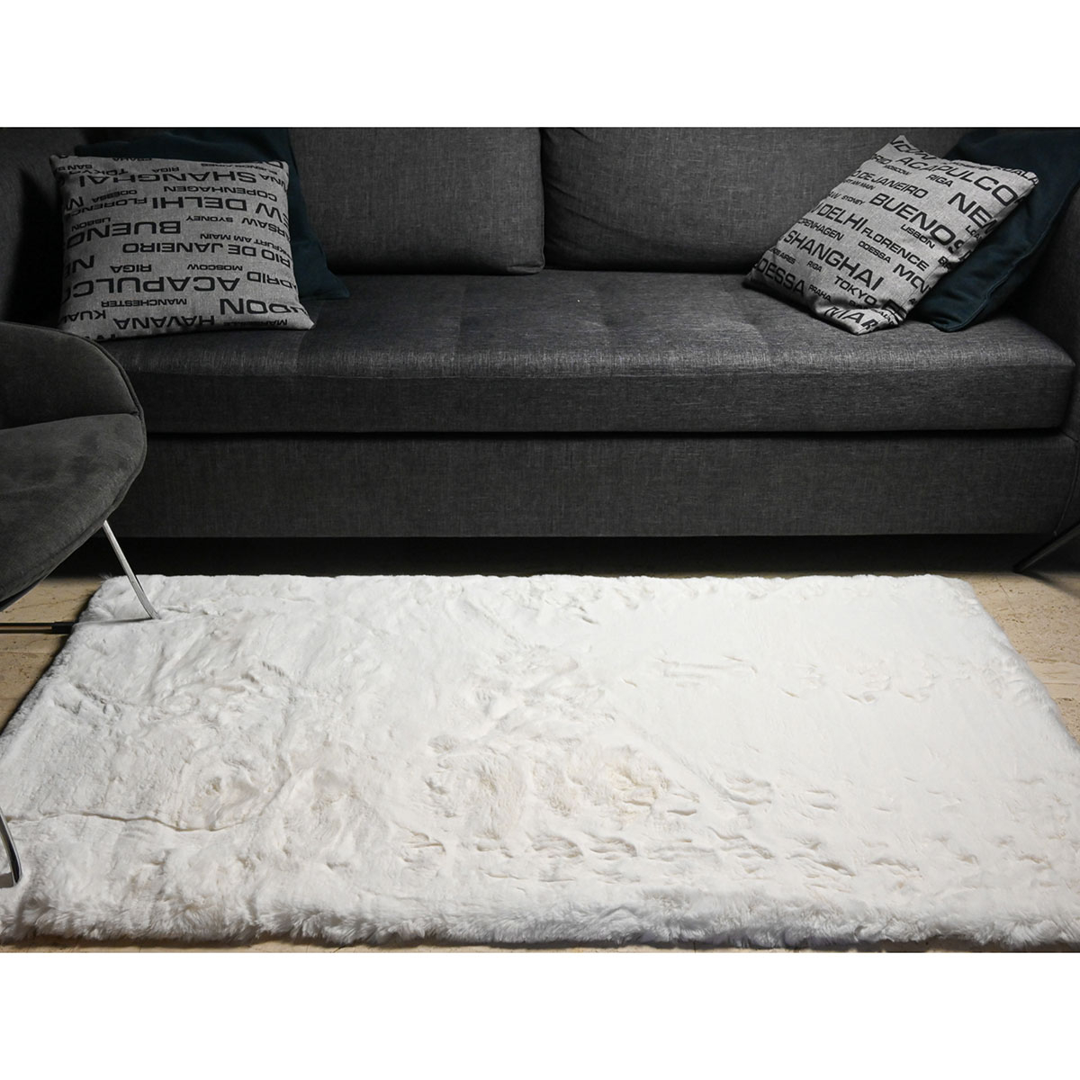 Χαλί Γούνινο (160X230) Polcarpet Rabbit White Home Χαλιά Σαλονιού Spitishop