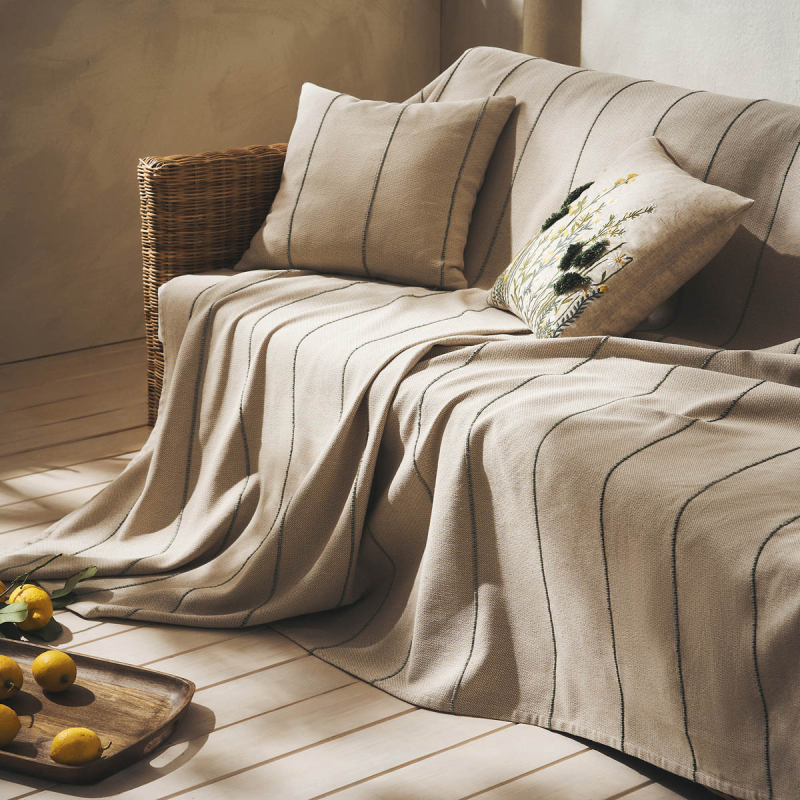 Ριχτάρι Καναπέ Τριθέσιου (180x310) Gofis Home Rabia Beige/Green 321/18