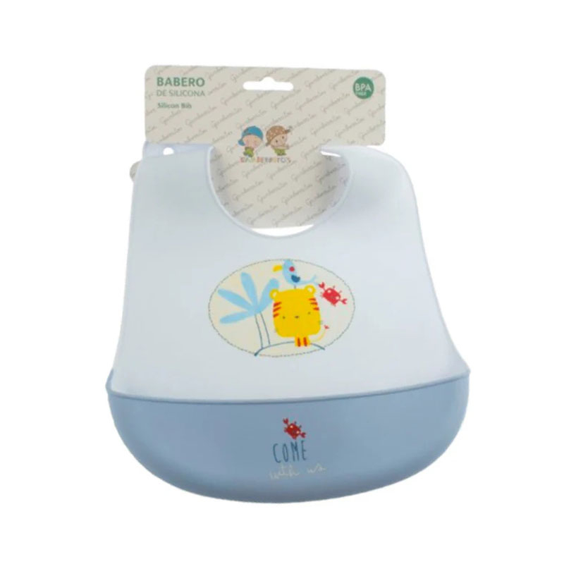 Σαλιάρα Σιλικόνης 4+ Μηνών Gamberritos Little Tiger Σιέλ