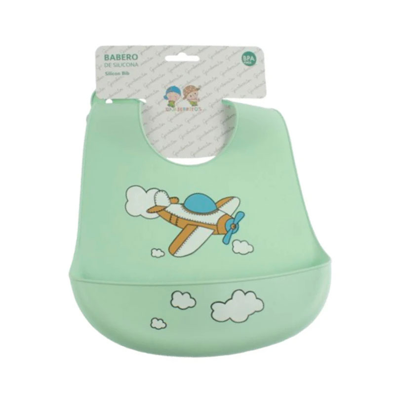 Σαλιάρα Σιλικόνης 4+ Μηνών Gamberritos Aeroplane Μέντα