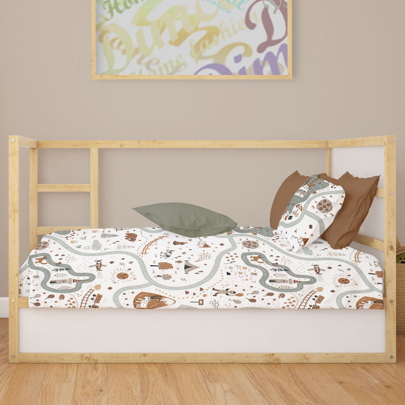 Παπλωματοθήκη Κούνιας (120x160) Dimcol Countryside 580 White - Mint