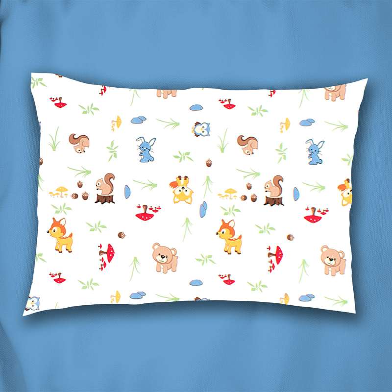 Βρεφική Μαξιλαροθήκη (35x45) Dimcol Animals 570 White - Sky Blue