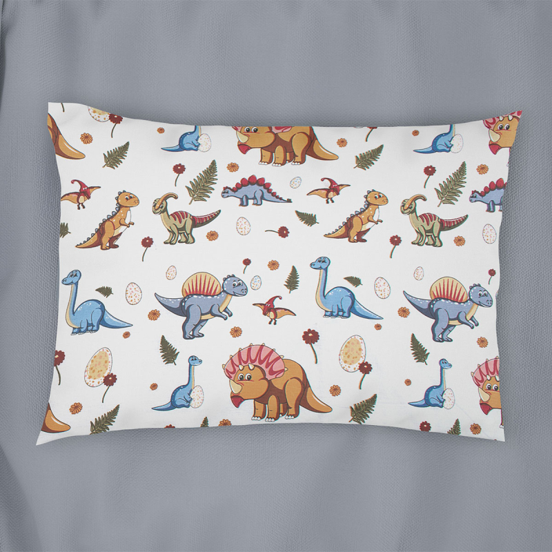 Βρεφική Μαξιλαροθήκη (35x45) Dimcol Dinosaur 519 White - Blue