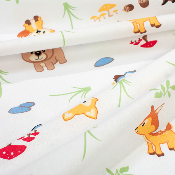 Σεντόνι Κούνιας Με Λάστιχο (70x140+15) Dimcol Animals 570 White - Sky Blue