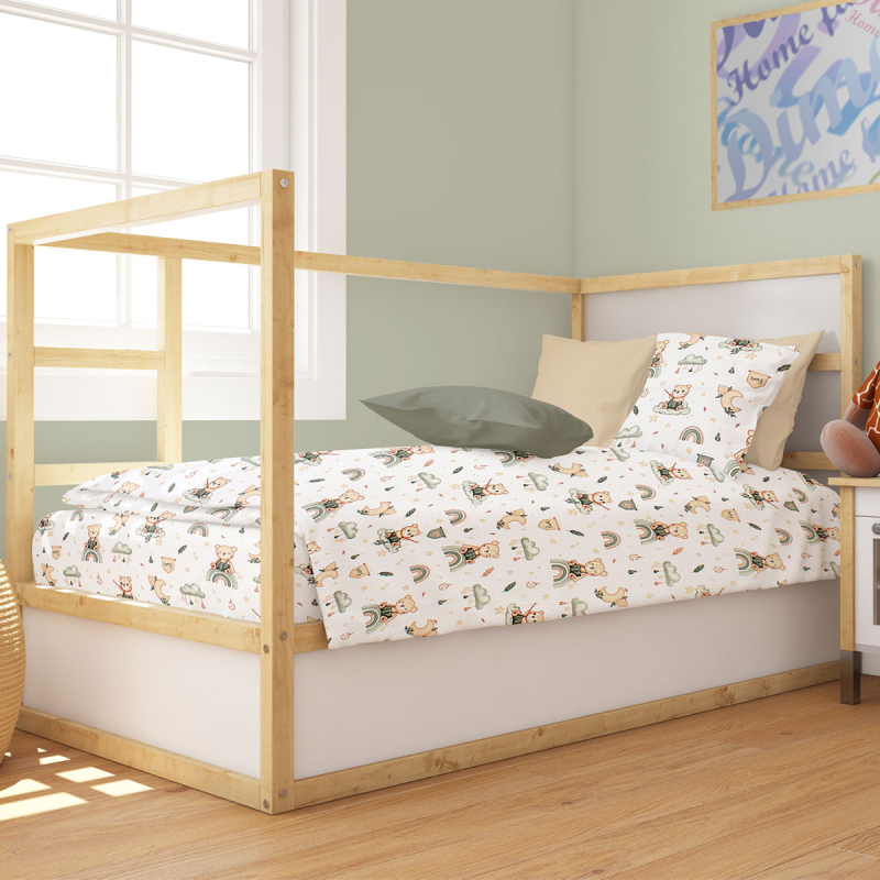 Σεντόνι Λίκνου (80x110) Dimcol Cloudy Bear 581 White - Olive