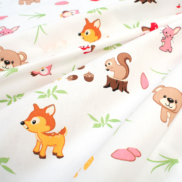 Σεντόνια Κούνιας (Σετ) Dimcol Animals 571 White - Pink