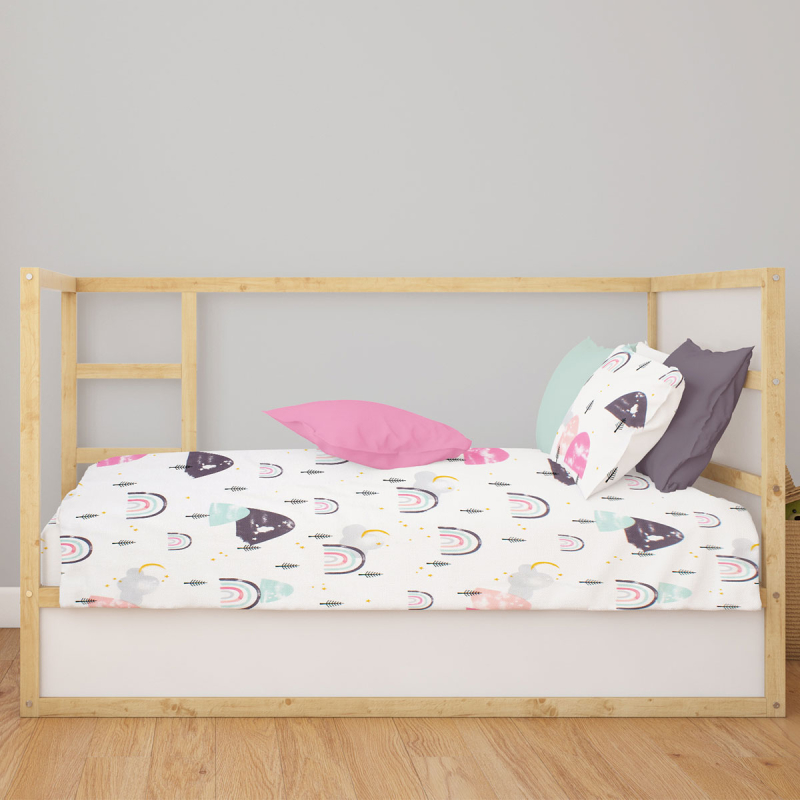 Σεντόνια Κούνιας (Σετ) Dimcol Rainbow 575 White - Pink