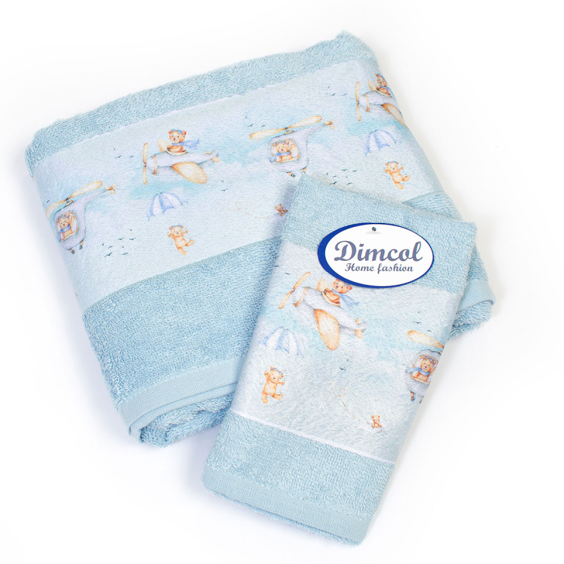 Παιδικές Πετσέτες (Σετ 2τμχ) Dimcol Helicopter 305 Sky Blue