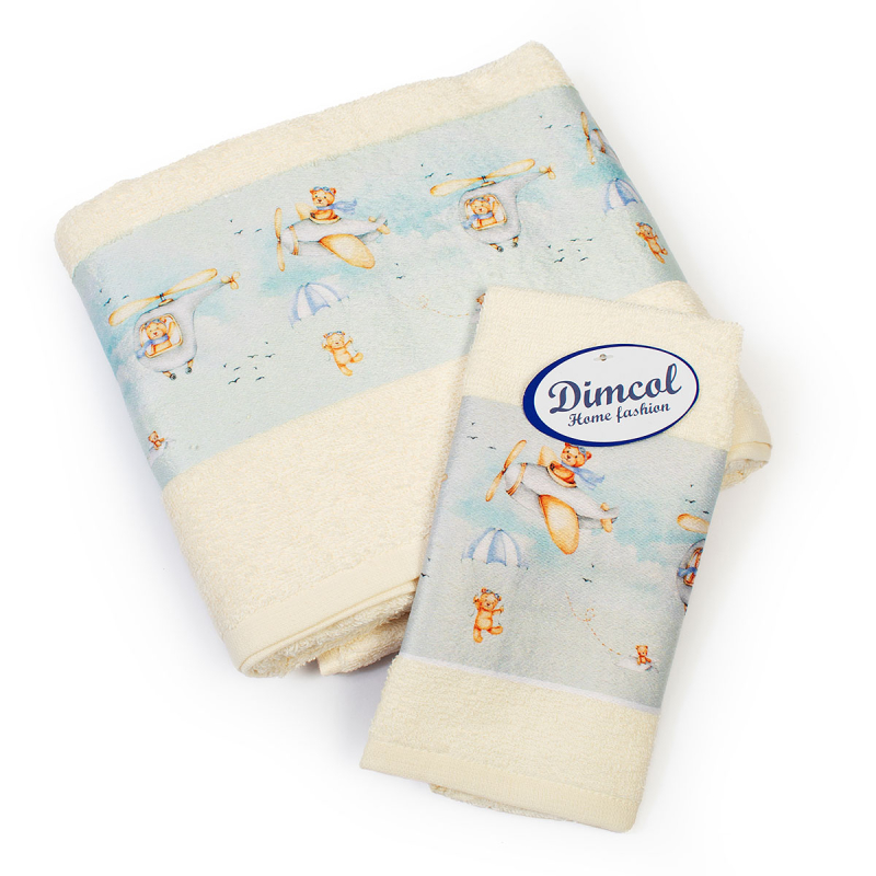 Βρεφικές Πετσέτες (Σετ 2τμχ) Dimcol Helicopter 307 Ecru