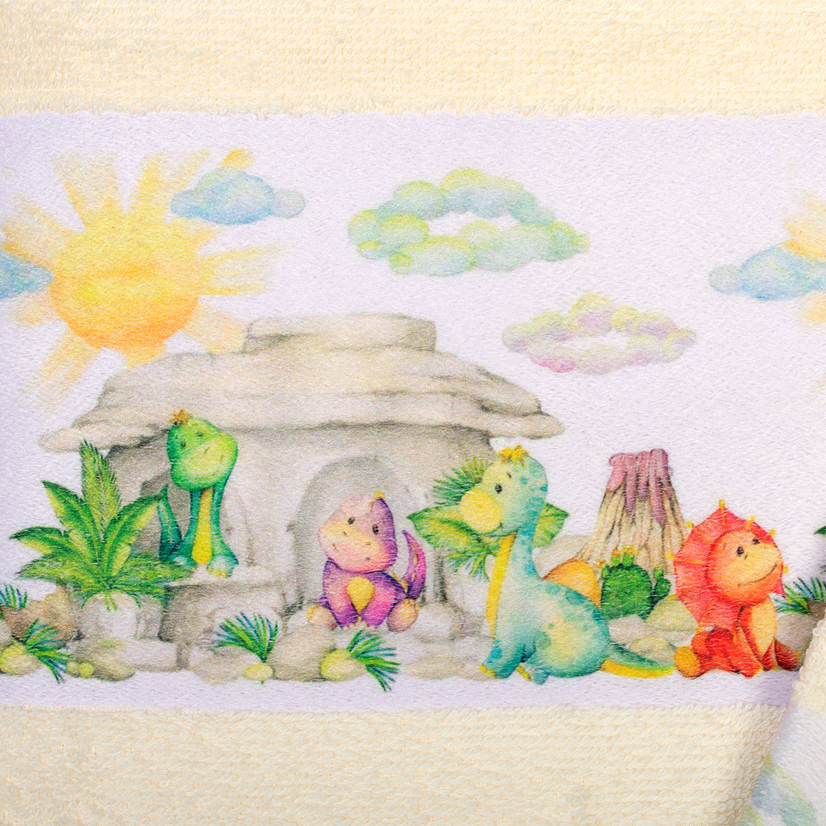 Παιδικές Πετσέτες (Σετ 2Τμχ) Dimcol Dinosaurs 312 Ecru Home Βρεφικά Προίκα Μωρού - Βρεφικές Spitishop