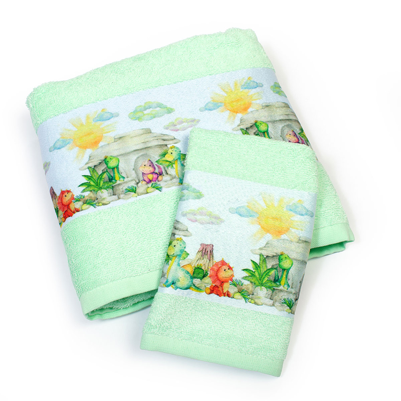 Βρεφικές Πετσέτες (Σετ 2τμχ) Dimcol Dinosaurs 313 Mint