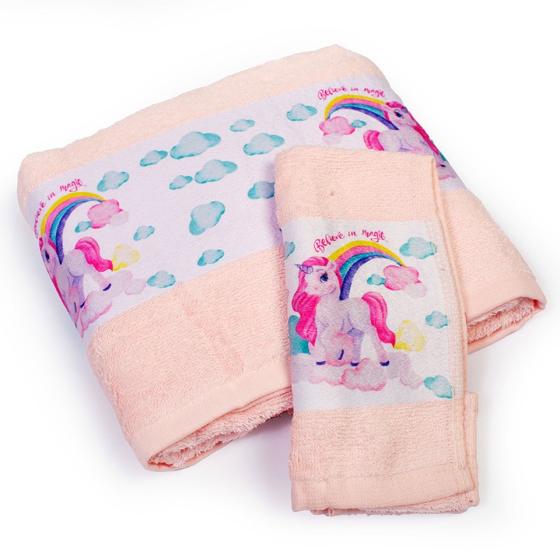 Παιδικές Πετσέτες (Σετ 2τμχ) Dimcol Unicorn 315 Pink