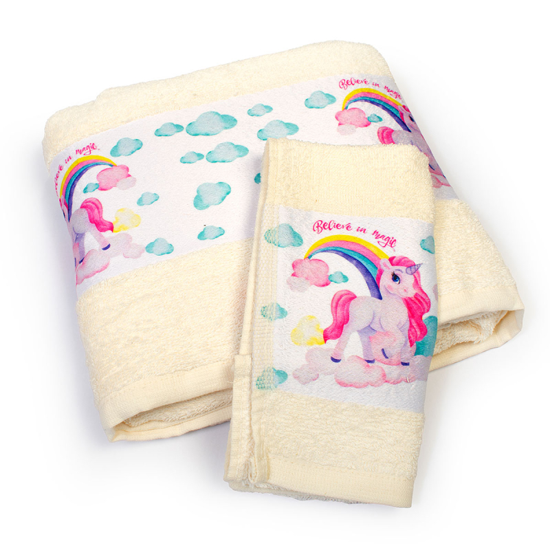 Βρεφικές Πετσέτες (Σετ 2τμχ) Dimcol Unicorn 317 Ecru