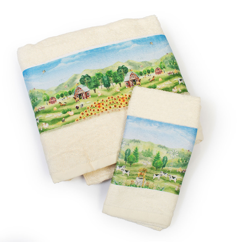 Βρεφικές Πετσέτες (Σετ 2τμχ) Dimcol Farm 341 Ecru