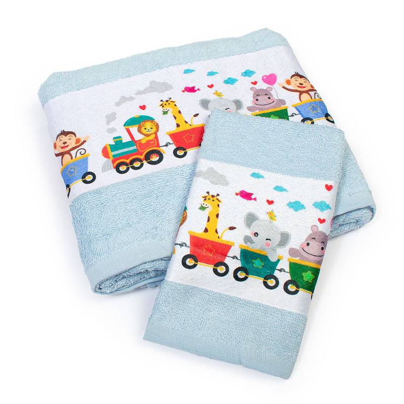 Παιδικές Πετσέτες (Σετ 2τμχ) Dimcol Train 345 Sky Blue