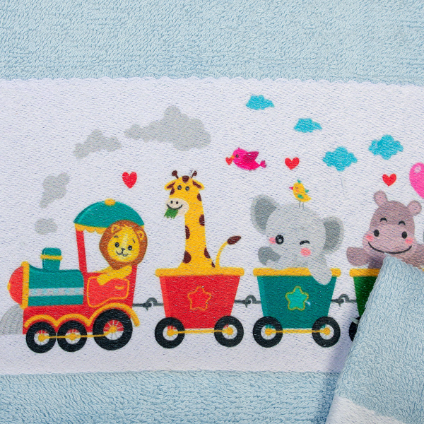 Παιδικές Πετσέτες (Σετ 2τμχ) Dimcol Train 345 Sky Blue