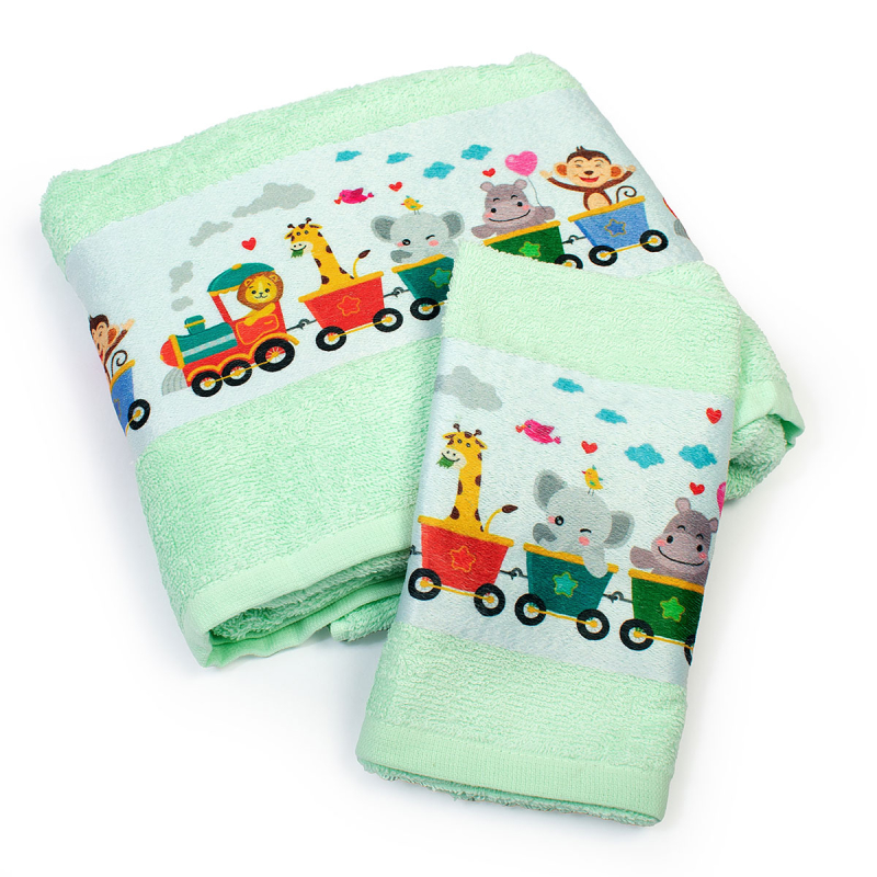 Βρεφικές Πετσέτες (Σετ 2τμχ) Dimcol Train 348 Mint