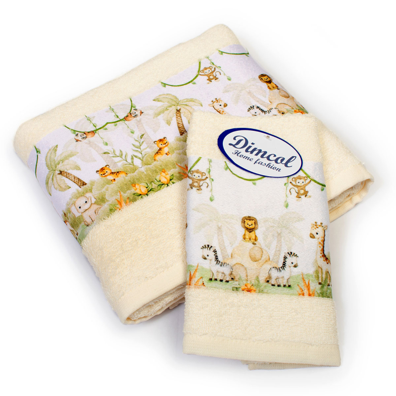 Παιδικές Πετσέτες (Σετ 2τμχ) Dimcol Jungle 351 Ecru