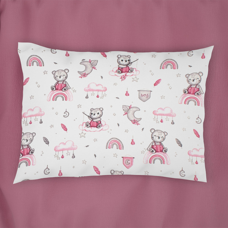 Παιδική Μαξιλαροθήκη (50x70) Dimcol Cloudy Bear 582 White - Pink