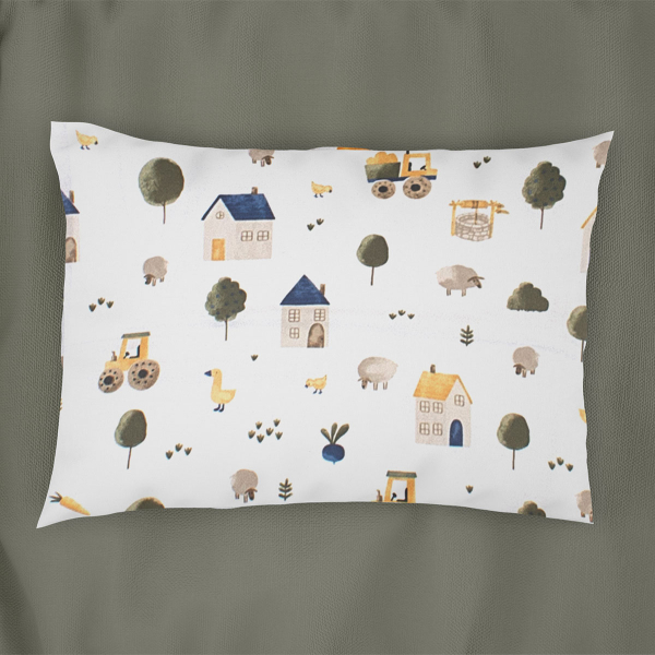 Σεντόνι Μονό Επίπεδο + Μαξιλαροθήκη (Σετ) Dimcol Village 579 White - Green