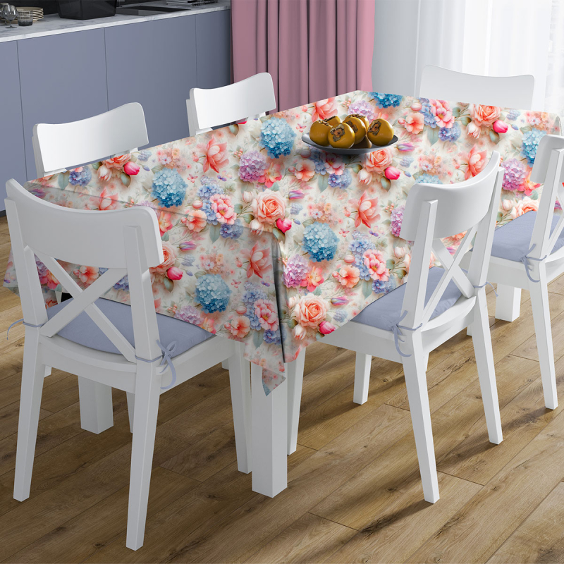 Αλέκιαστο Τραπεζομάντηλο (140x220) + Τραβέρσα (40x220) Dimcol Ορτανσίες 464 Multi