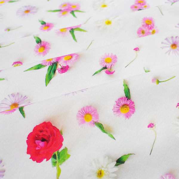 Αλέκιαστο Τραπεζομάντηλο (140x180) Dimcol Daisies 463 White-Pink