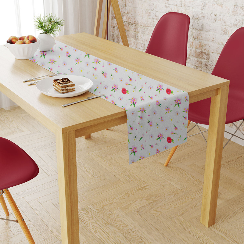 Αλέκιαστη Τραβέρσα (40x180) Dimcol Daisies 463 White-Pink