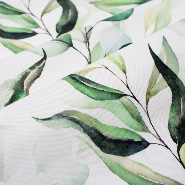 Αλέκιαστο Τραπεζομάντηλο (140x300) + Τραβέρσα (40x300) Dimcol Green Leaves 462 White-Green