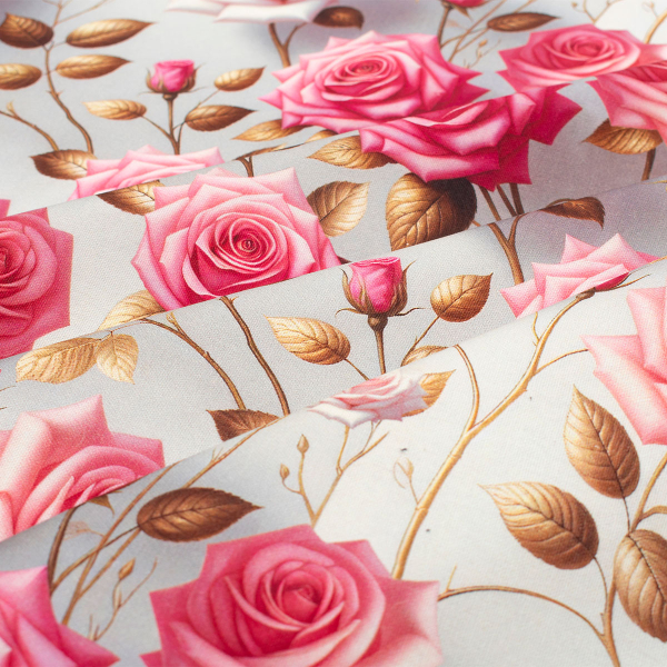 Αλέκιαστο Τραπεζομάντηλο (140x300) Dimcol Roses 465 Grey - Pink