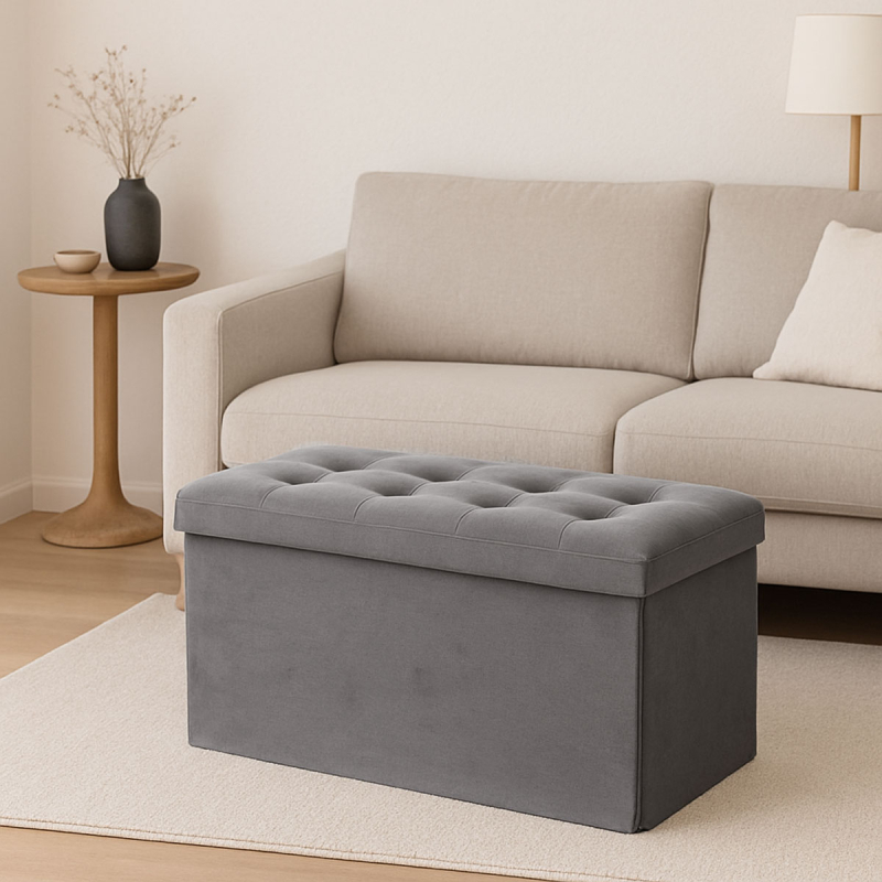 Ταμπουρέ Με Αποθηκευτικό Χώρο (76x38x38) A-S Lysandre Grey Velvet 140091E