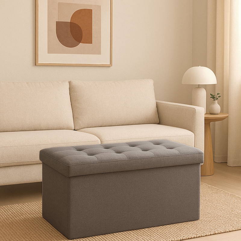 Ταμπουρέ Με Αποθηκευτικό Χώρο (76x38x38) A-S Lysandre Grey 140091B