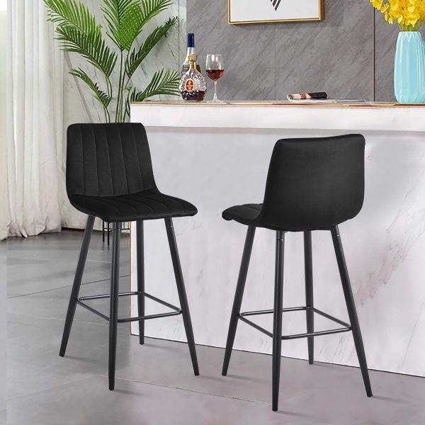 Σκαμπό Μπαρ Με Πλάτη (51x42x93) Spitishop Stella Black