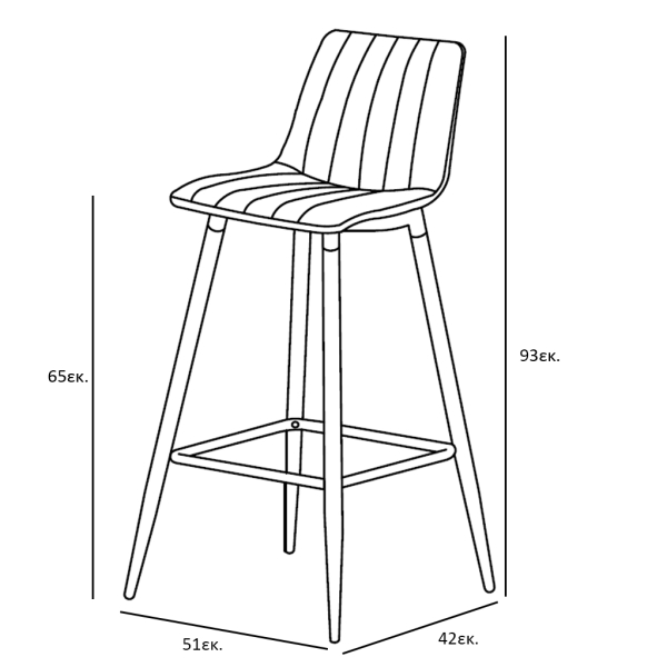 Σκαμπό Μπαρ Με Πλάτη (51x42x93) Spitishop Stella Black