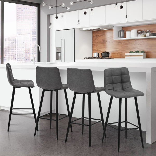 Σκαμπό Μπαρ Με Πλάτη (51x42x93) Spitishop Tina Grey