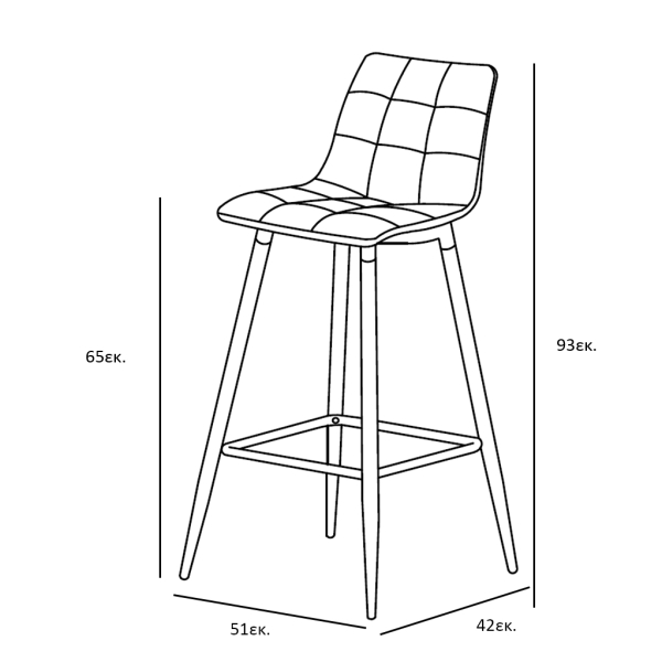 Σκαμπό Μπαρ Με Πλάτη (51x42x93) Spitishop Tina Grey