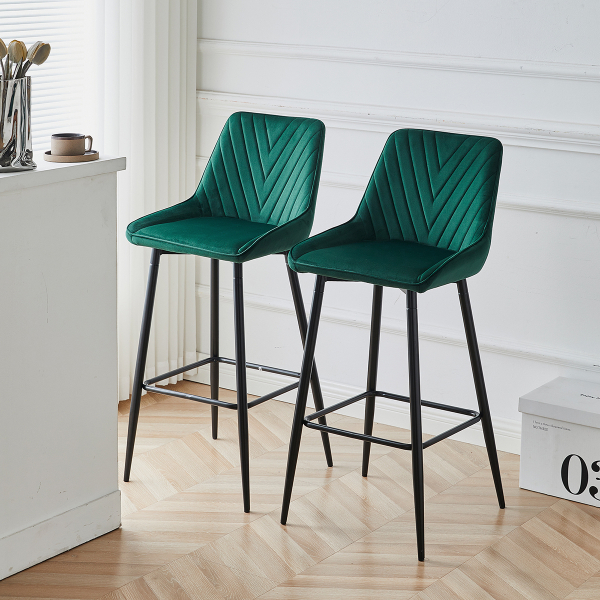 Σκαμπό Μπαρ Με Πλάτη (50.5x46x104) Spitishop Elio Green