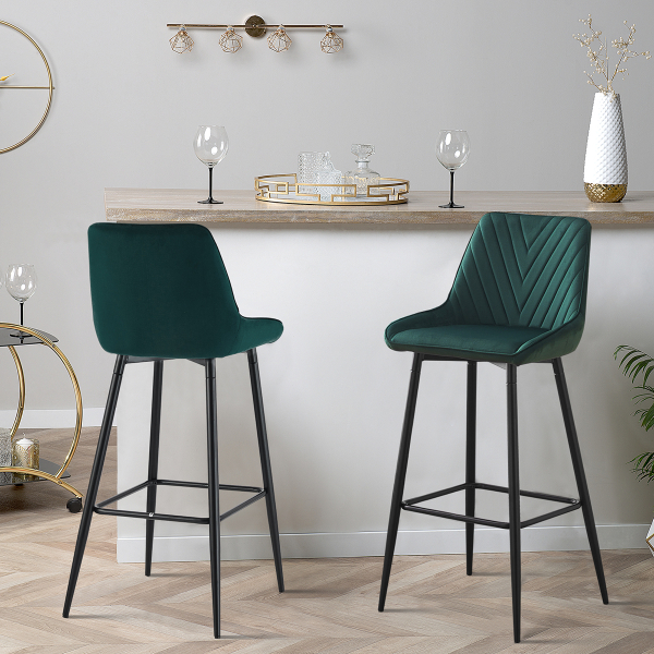 Σκαμπό Μπαρ Με Πλάτη (50.5x46x104) Spitishop Elio Green