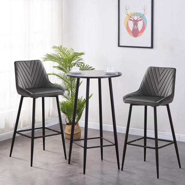 Σκαμπό Μπαρ Με Πλάτη (50.5x46x104) Spitishop Elio Grey