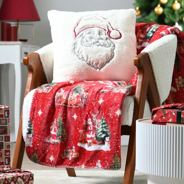 Χριστουγεννιάτικη Κουβέρτα Καναπέ (130x160) S-F Noel Rouge P2D834001