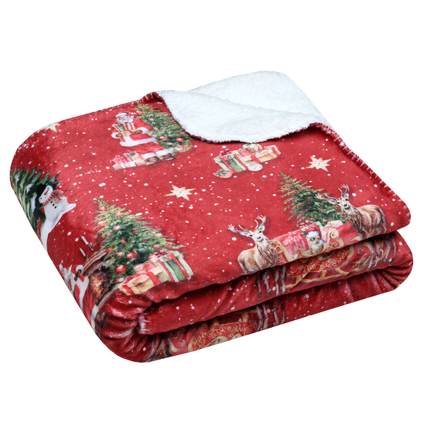 Χριστουγεννιάτικη Κουβέρτα Καναπέ (130x160) S-F Noel Rouge P2D834001