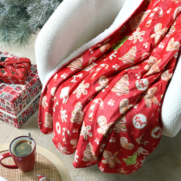 Χριστουγεννιάτικη Κουβέρτα Καναπέ (130x160) S-F Hohoho Multicolore P2D935100