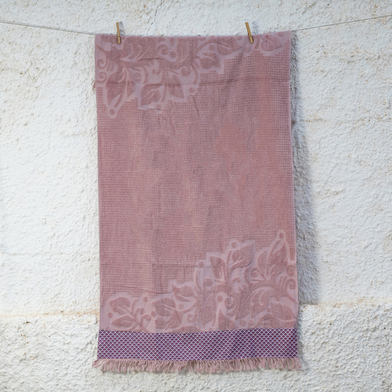 Πετσέτα Θαλάσσης (80x150) White Fabric Rayora Pink