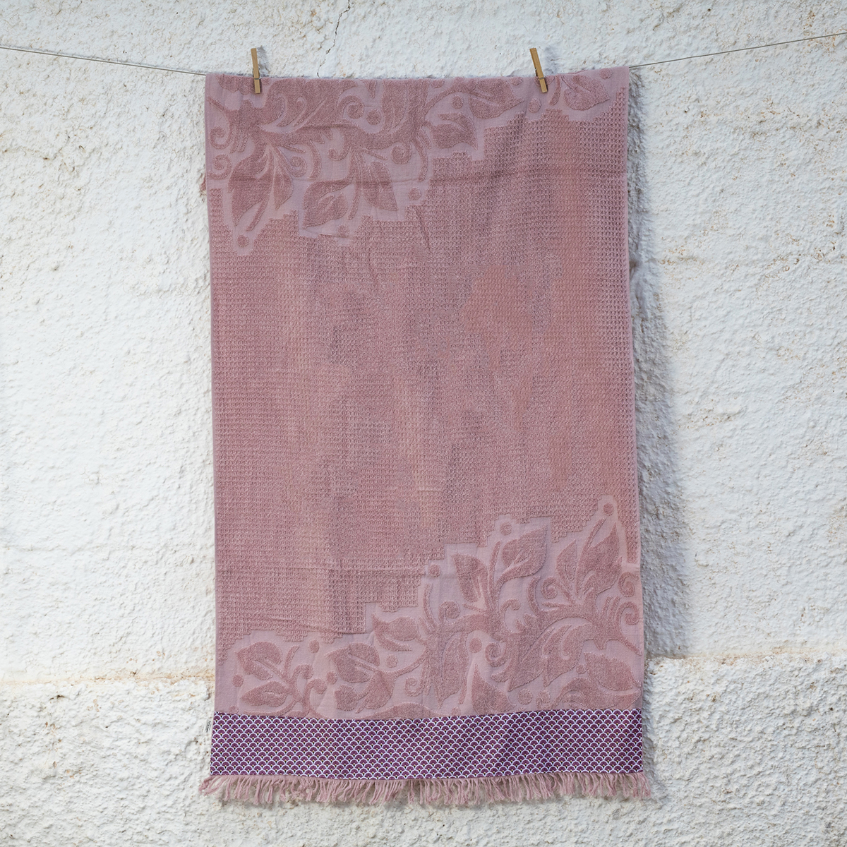 Πετσέτα Θαλάσσης (80x150) White Fabric Rayora Pink