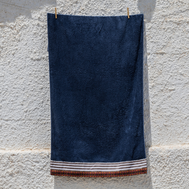 Πετσέτα Θαλάσσης (80x160) White Fabric Sunweft Blue