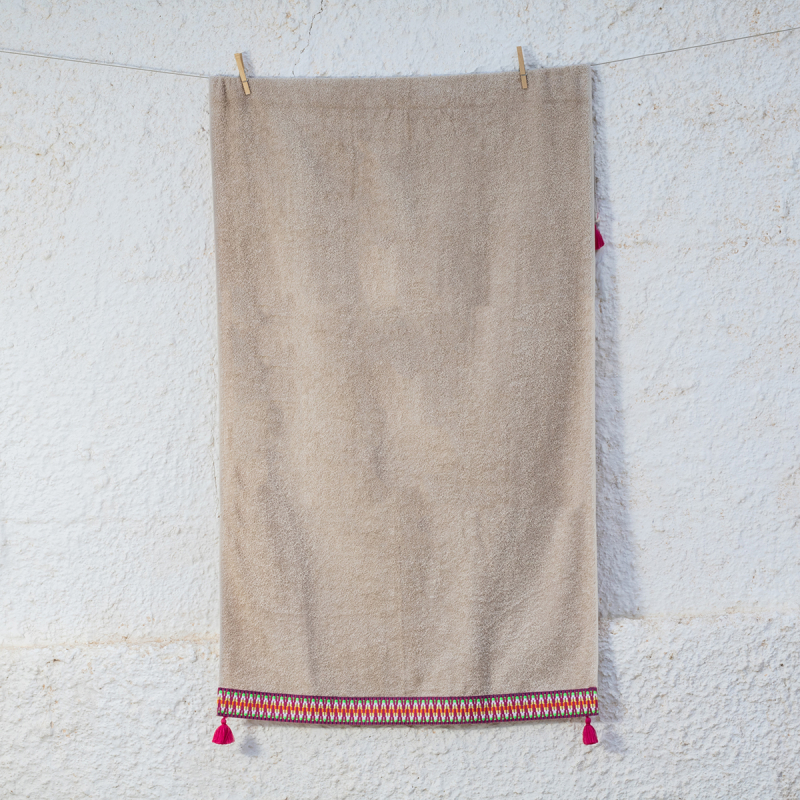 Πετσέτα Θαλάσσης (80x160) White Fabric Bohari Beige