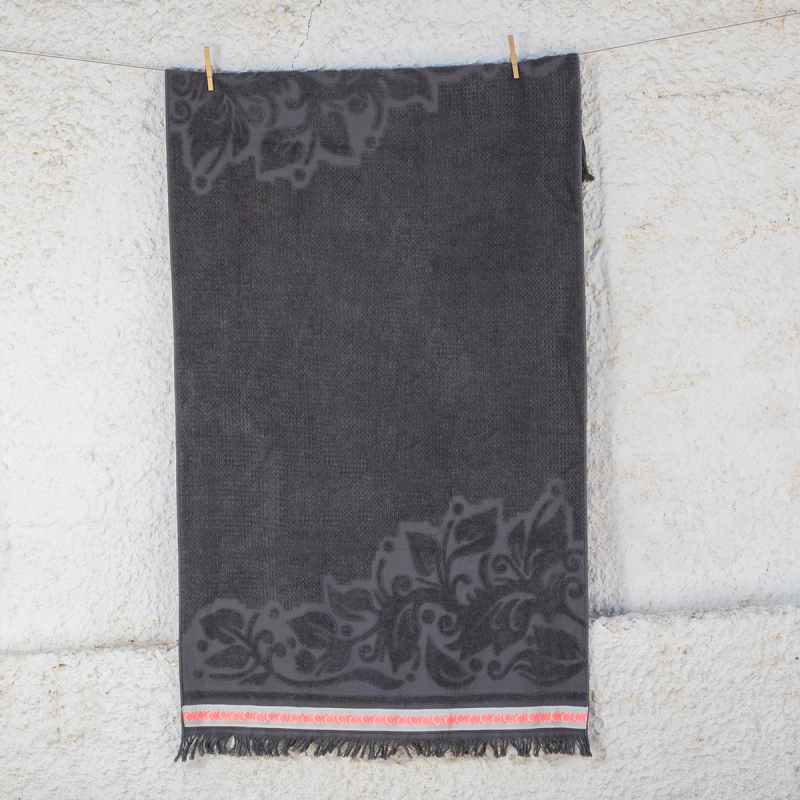 Πετσέτα Θαλάσσης (80x150) White Fabric Seamara Grey