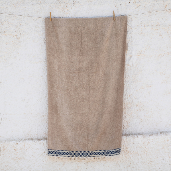 Πετσέτα Θαλάσσης (80x160) White Fabric Saffrona Beige