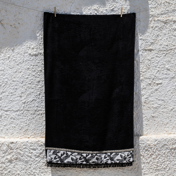 Πετσέτα Θαλάσσης (80x160) White Fabric Nomella Black