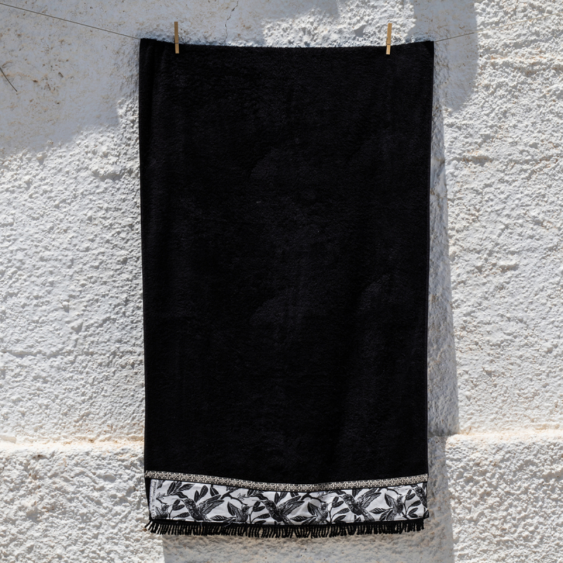 Πετσέτα Θαλάσσης (80x160) White Fabric Nomella Black