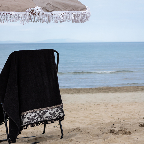 Πετσέτα Θαλάσσης (80x160) White Fabric Nomella Black